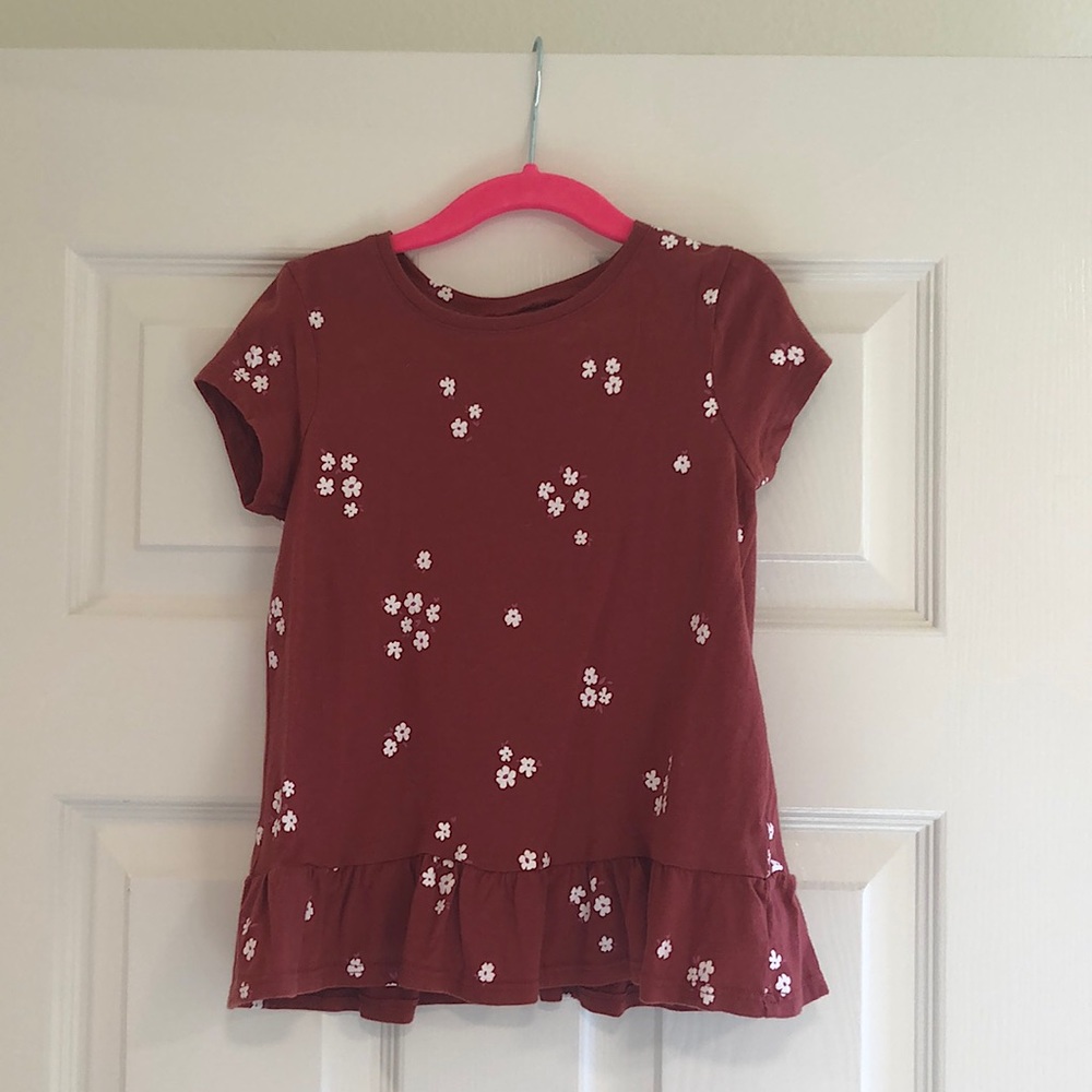 Brown flower Tee Tshirt 100% cotton